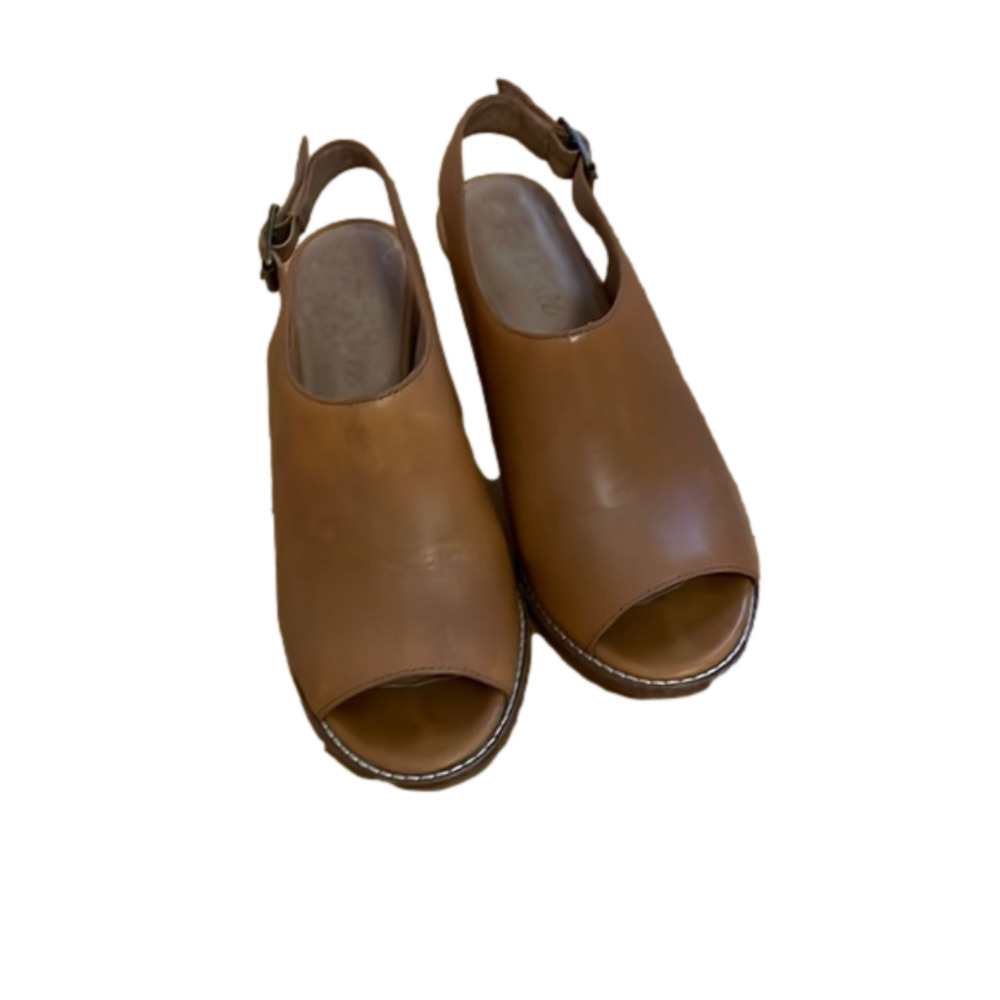 MADEWELL The Cary Peep Toe Leather Slingback Shoes size 9